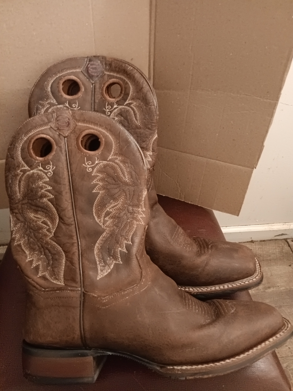 Dan Post Abram Brown Leather Men's Western Boots Size 12 D ( Read Discription